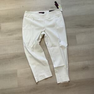 Peck and Peck Womens Eva Cropped High Waisted Stretch Pant 14 White NWT